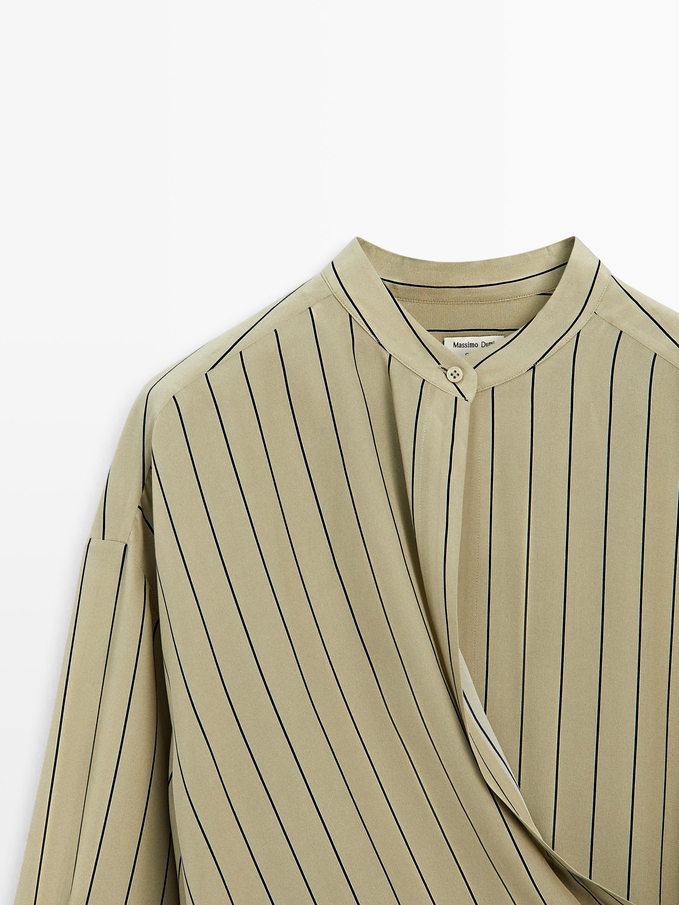 100% silk flowing striped asymmetric cut dress - STUDIO